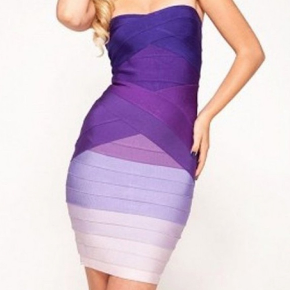 Purple Ombre Strapless, Bodycon Dress